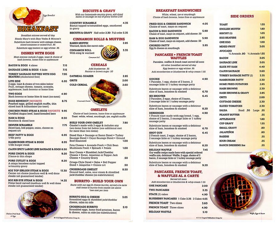 crossroads american kitchen and bar menu